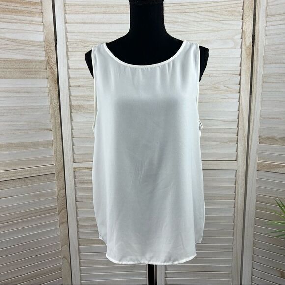 BB Dakota Ivory Split Back Tank Top Large - Picture 1 of 10